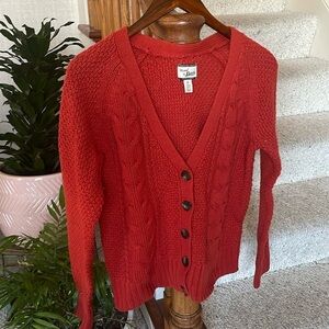 Knitted By Bass Rustic Burnt Orange Cable Knit Cardigan